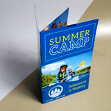 <img src=”Booklet-Printing-Booklets.jpg” alt=”Custom Booklets with children in a summer camp image on the background and "SUMMER CAMP" text on top center front page”>